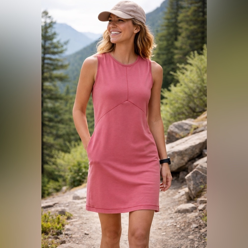 Indyeva Womens Leveza Dress XL Pink Lyocell Tencel Sundress Athleisure Travel